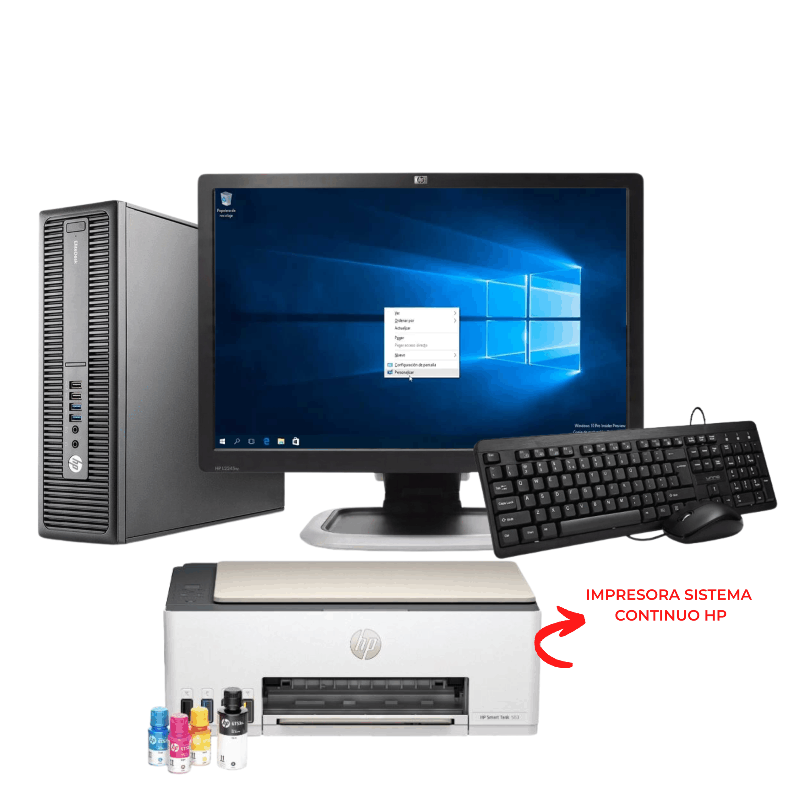 La solución total para tu negocio: PC potente y tu Impresora de Sistema Continuo, todo en un solo combo Anuncio de Compusdeguate: Combo de PC de escritorio HP (Core i5 de 6ta generación, 16GB RAM, 256GB SSD, monitor 20 pulgadas) más Impresora HP de Sistema Continuo GRATIS. Precio de oferta Q3,495.00 o 10 cuotas de Q349.50. Visita compusdeguate.com